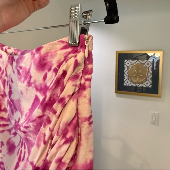 Zara Linen Blend Pink Tie Dye Wrap Skort Sz Small Beachy Boho Festival Hippie - Picture 6 of 9